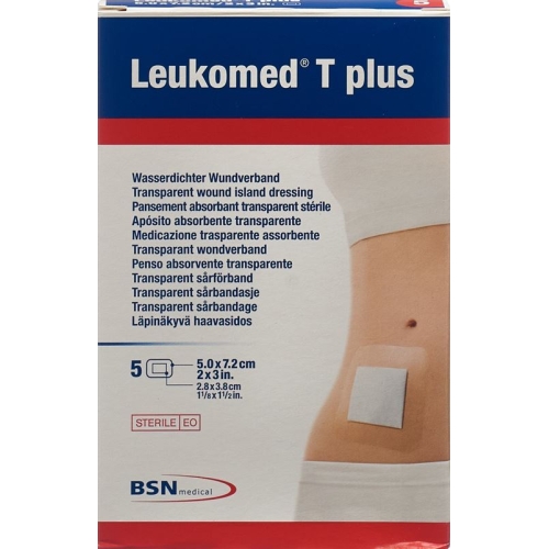 Leukomed T plus transparent wound dressing 7.2x5cm with dressing 5 pcs
