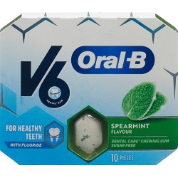 V6 Oralb Kaugummi Spearmint Blister 10 Stück