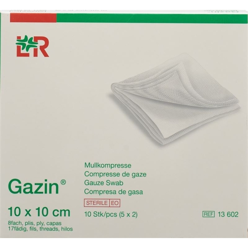 Gazin Mullkompresse 10x10cm 8-fach 17-fädig 5x 2 Steril buy online