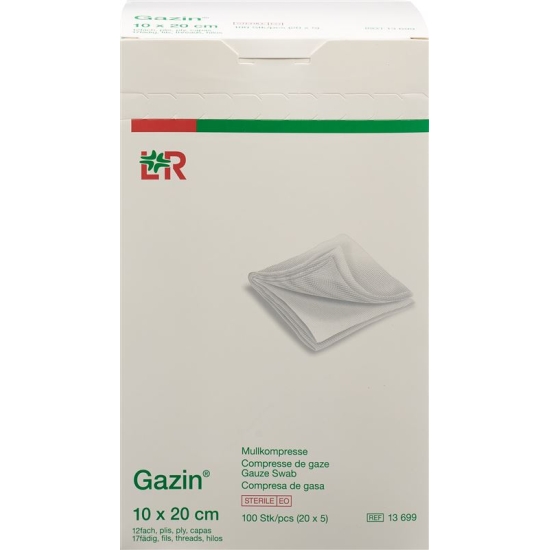 Gazin Faltkompressen 10x20cm 12-fach Set Steril 5 Stück buy online